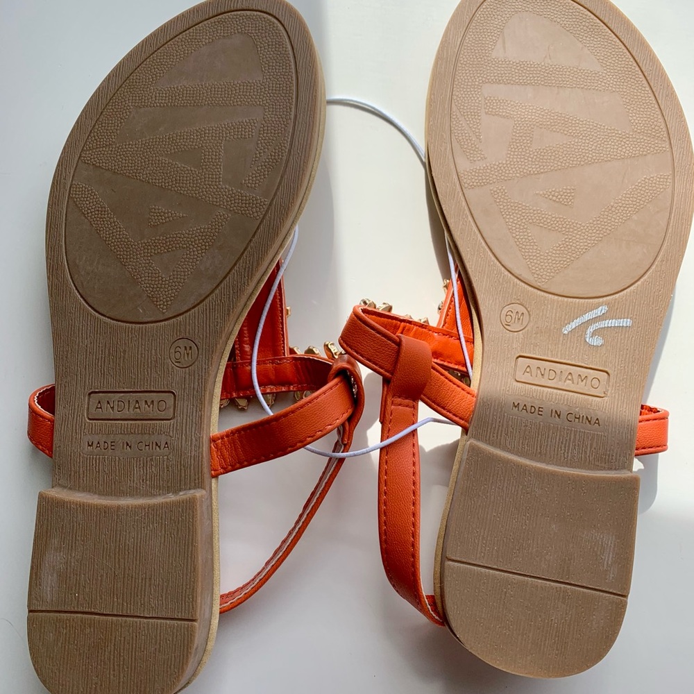 NWT Orange Rhinestone Sandals - Picture 5 of 5
